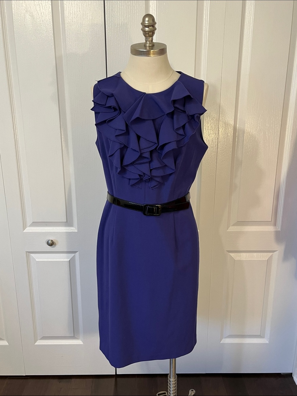Emma and Michele royal blue frilled dress with belt